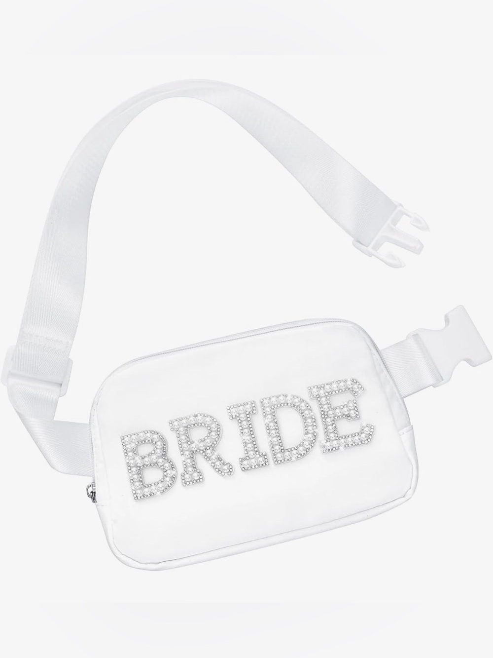 BRIDE Crystal Letter White Bridal Belt Bag